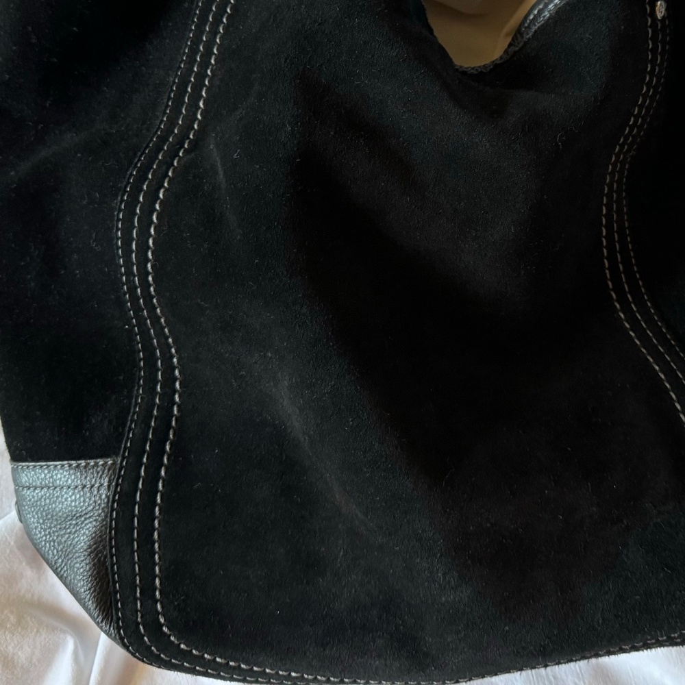 Black suede Cole Haan-designer bag